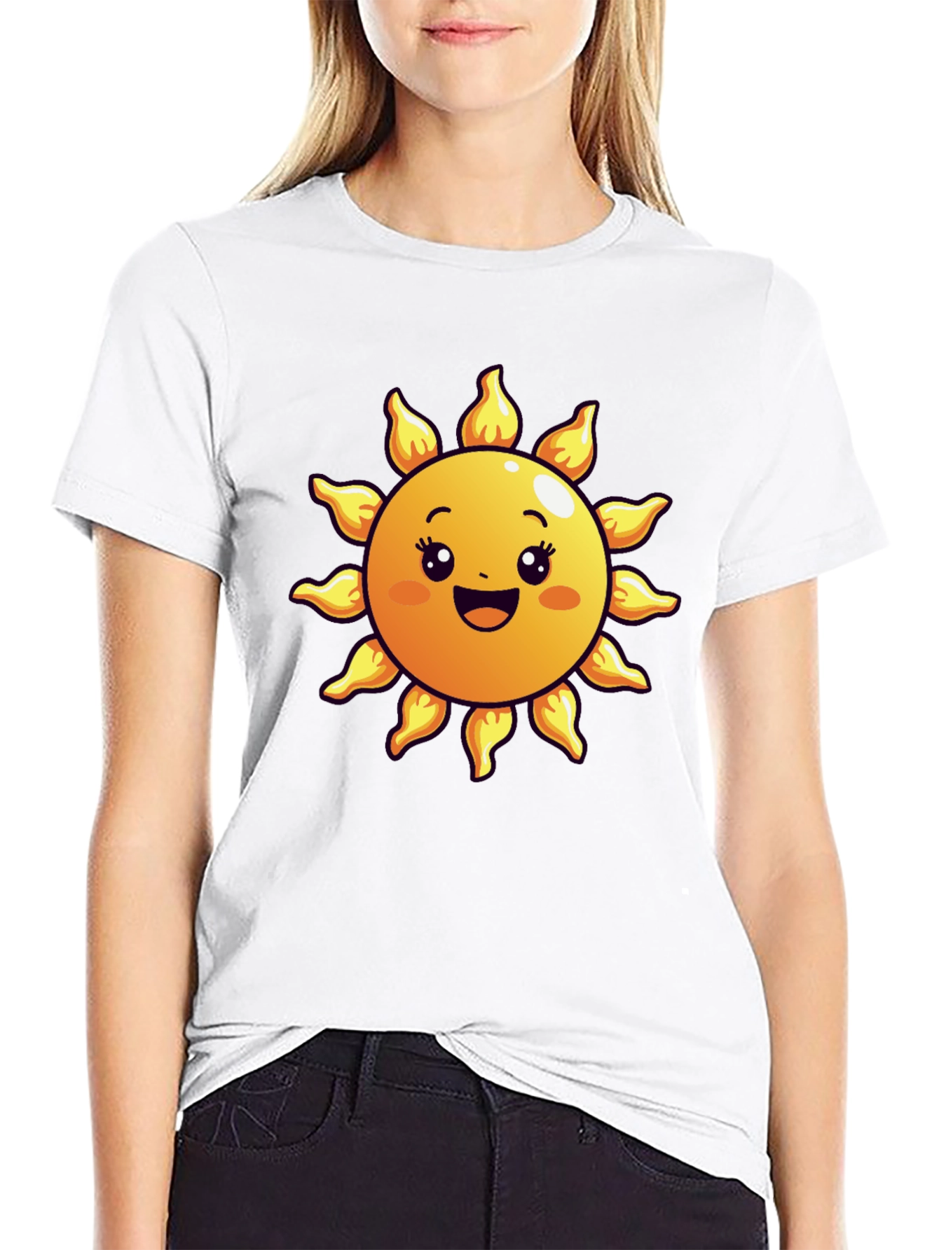 Happy Sun Graphic Tee - Black Cotton Blend