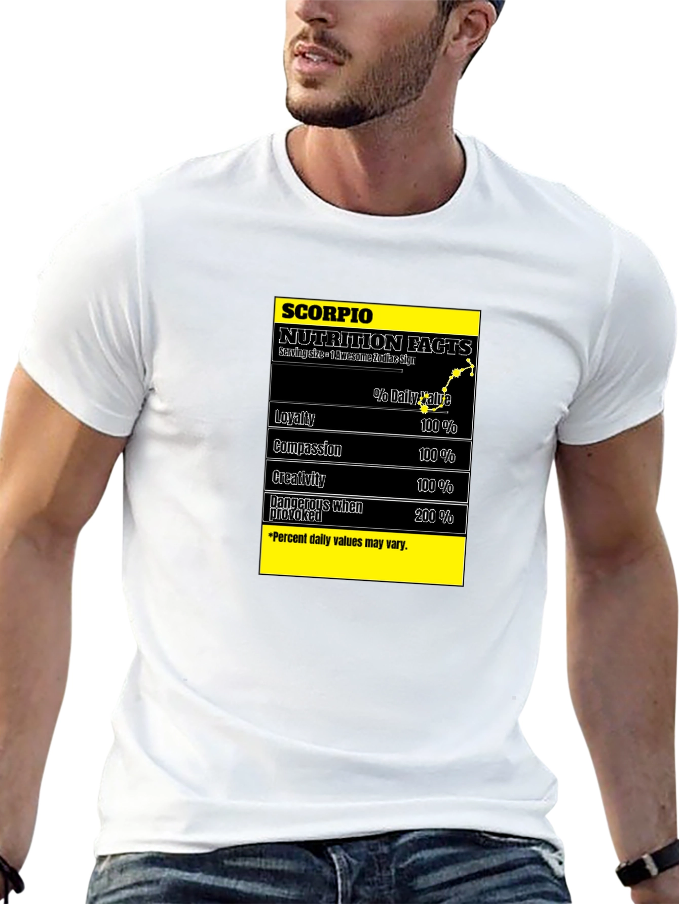 Scorpio Zodiac Nutrition Facts Black T-Shirt