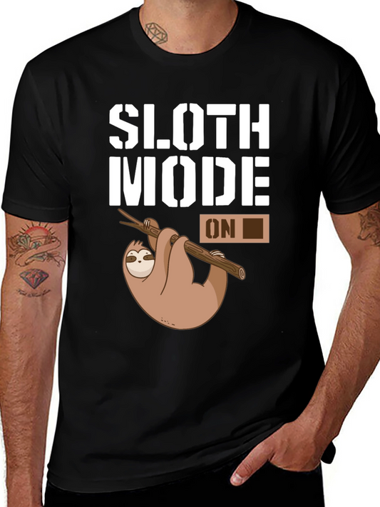 Sloth Mode On Graphic T-Shirt - Black Casual Tee