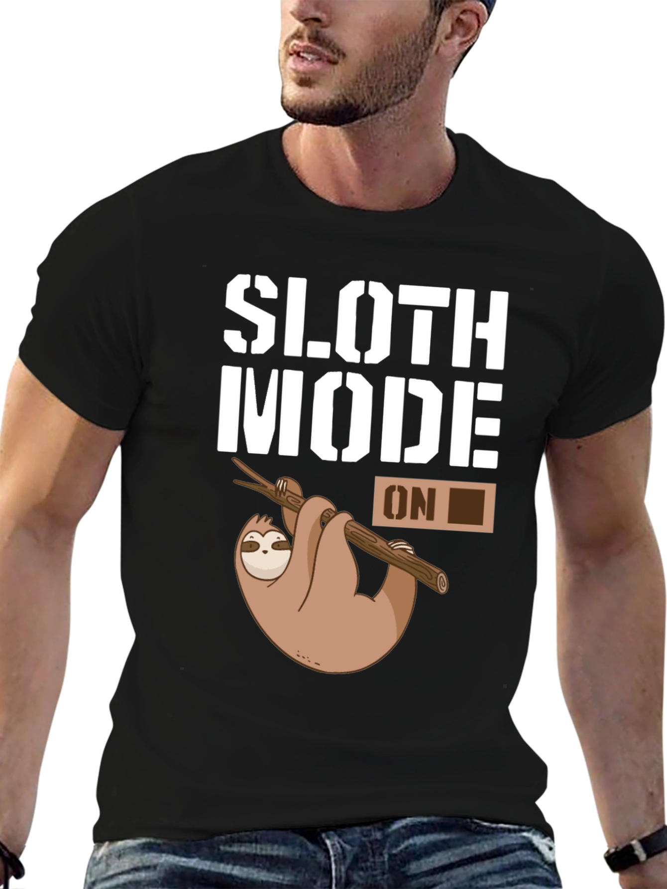 Sloth Mode On Graphic T-Shirt - Black Casual Tee
