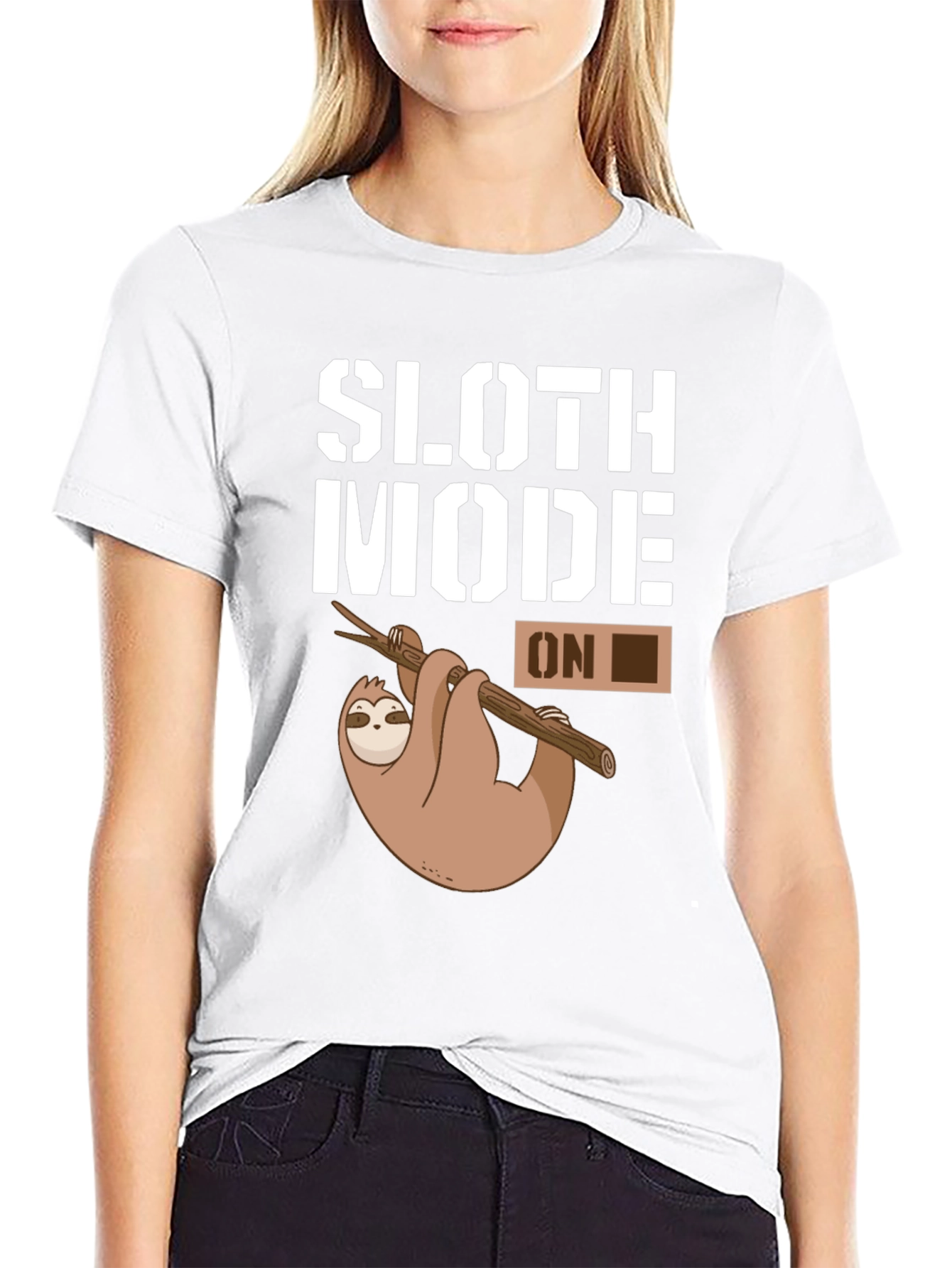 Sloth Mode On Graphic T-Shirt - Black Casual Tee