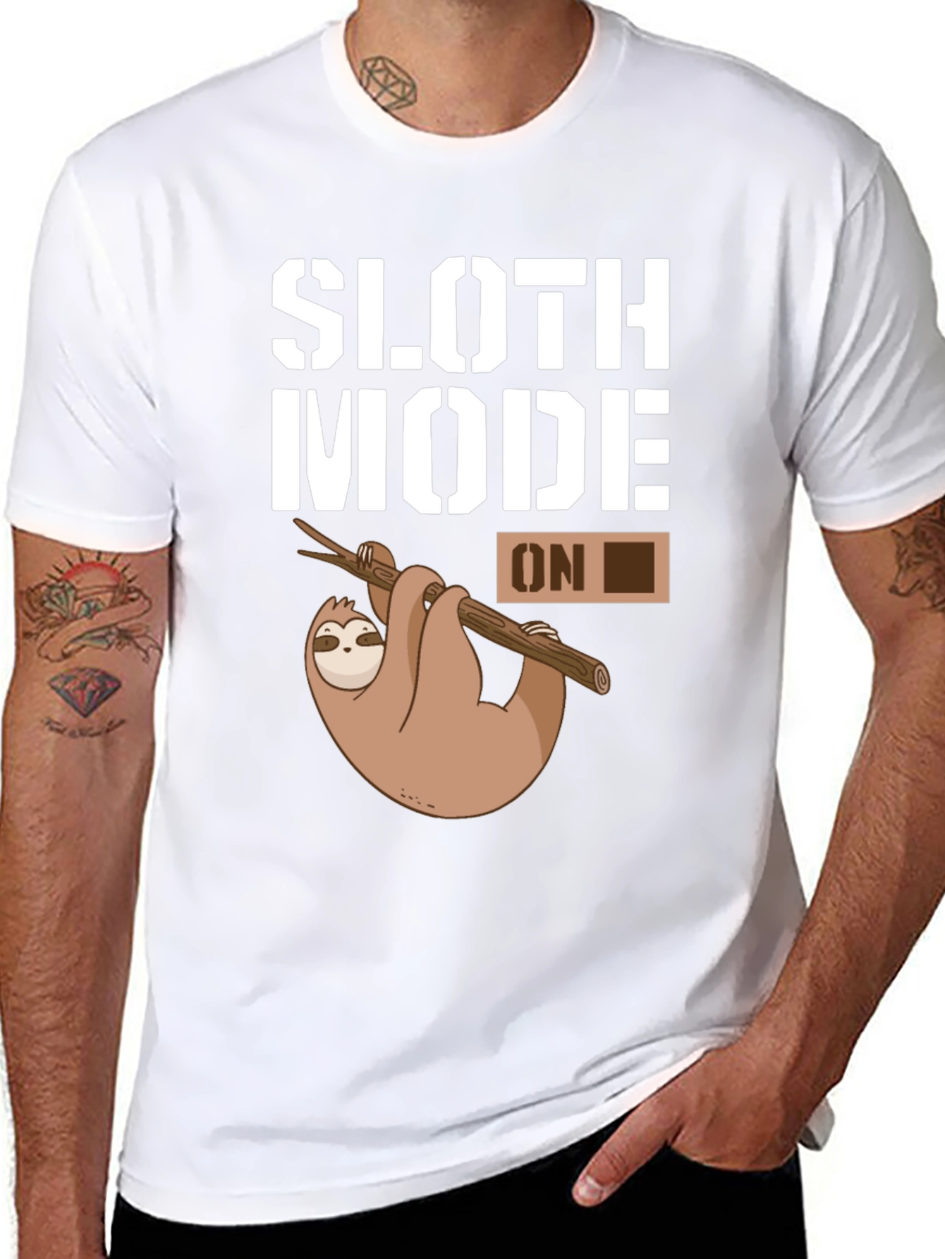 Sloth Mode On Graphic T-Shirt - Black Casual Tee