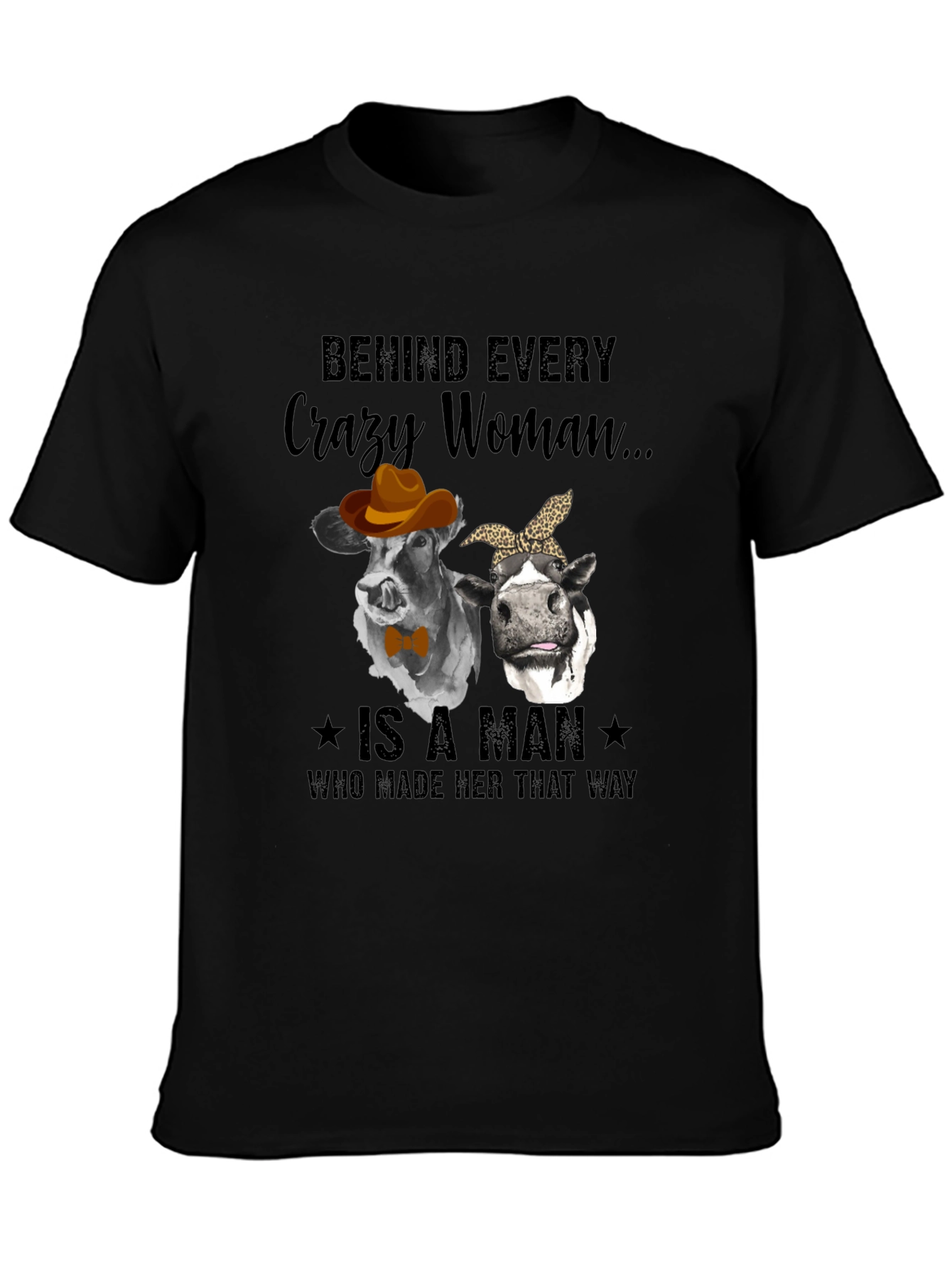 Crazy Woman Cow Graphic T-Shirt