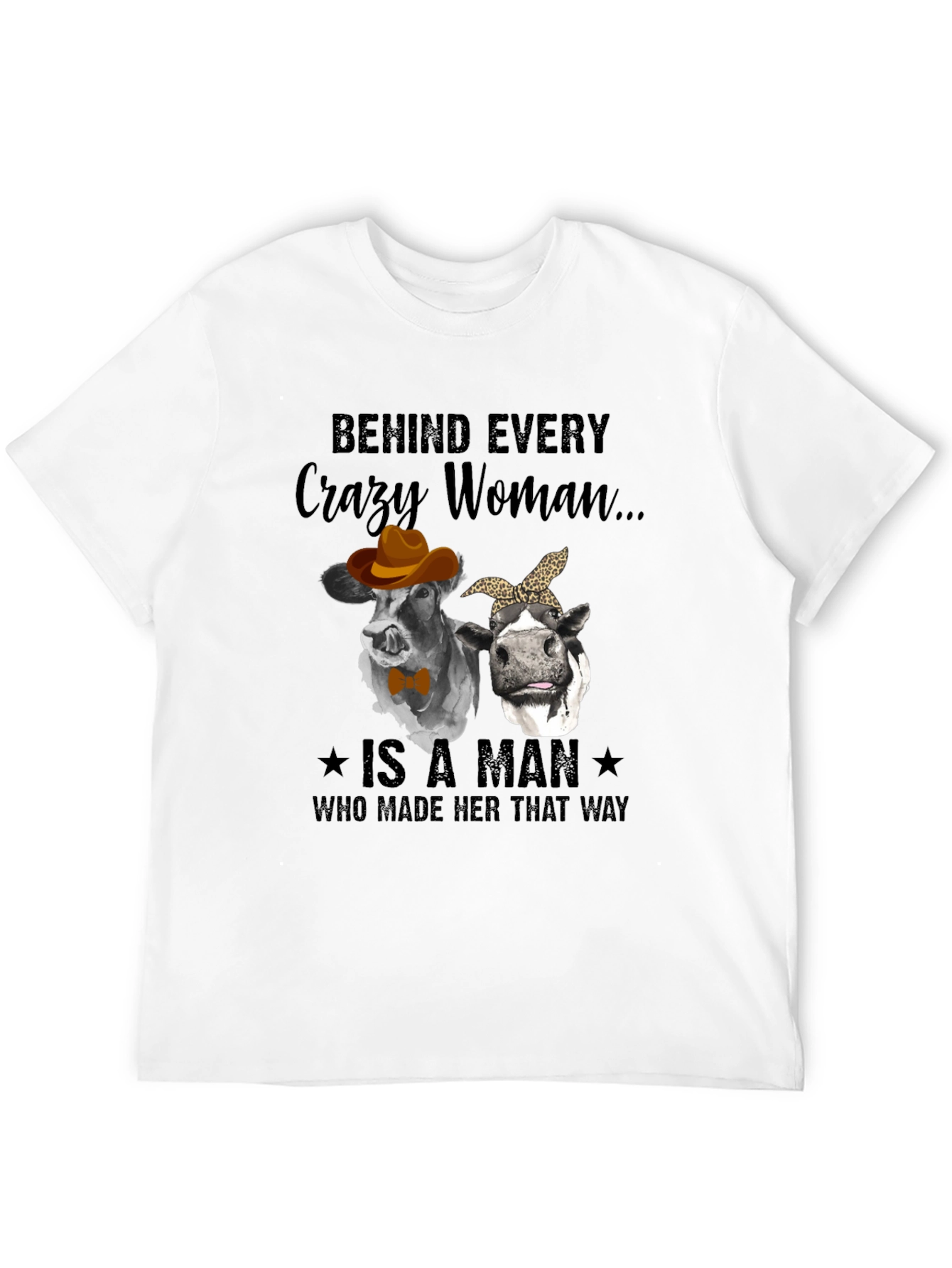 Crazy Woman Cow Graphic T-Shirt
