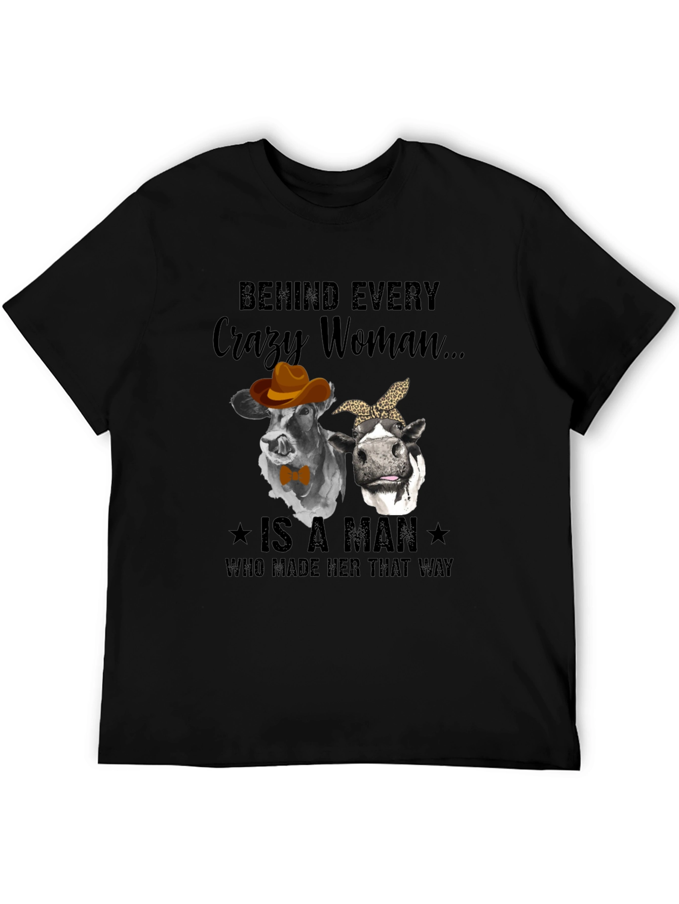 Crazy Woman Cow Graphic T-Shirt