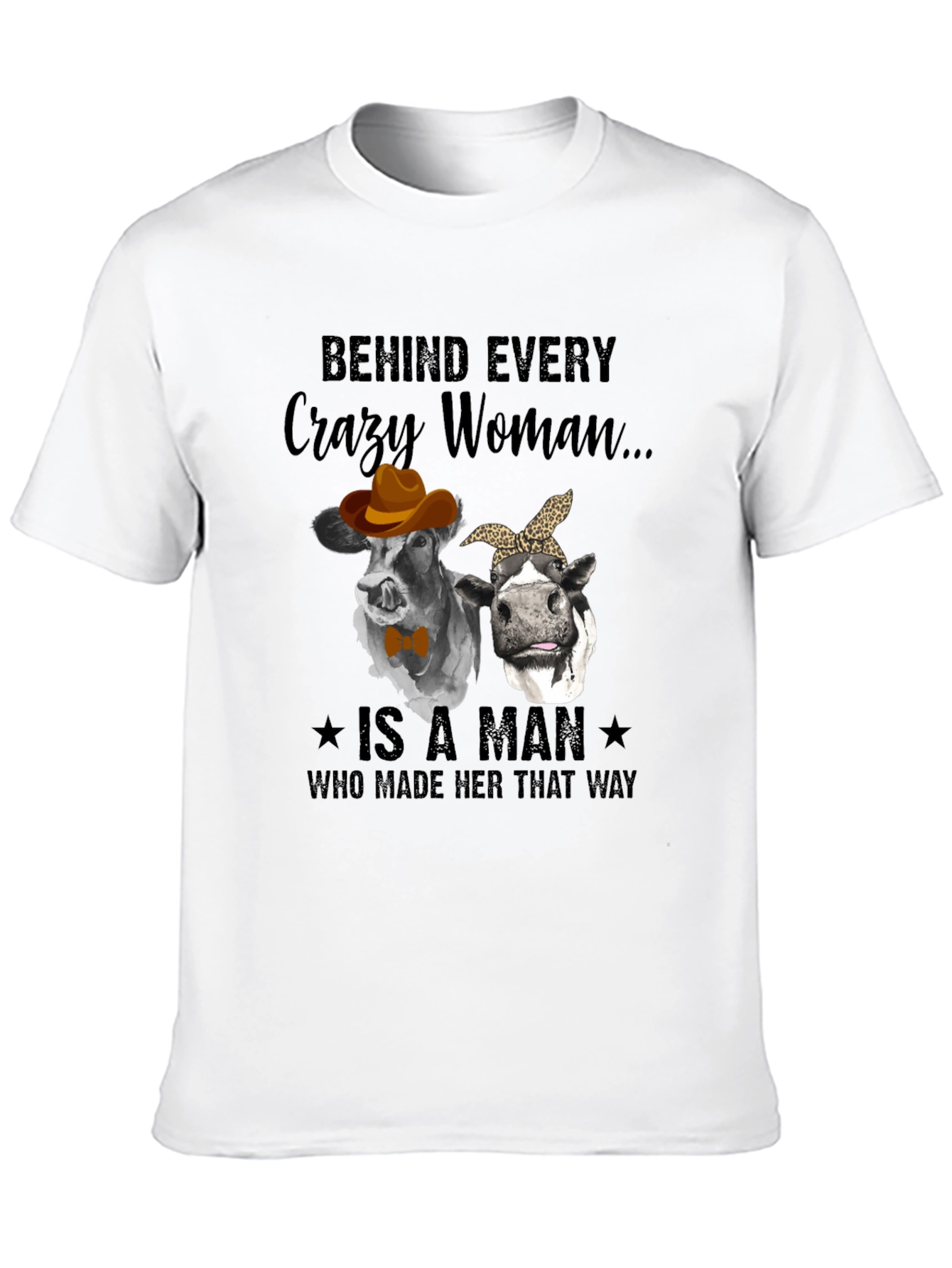 Crazy Woman Cow Graphic T-Shirt