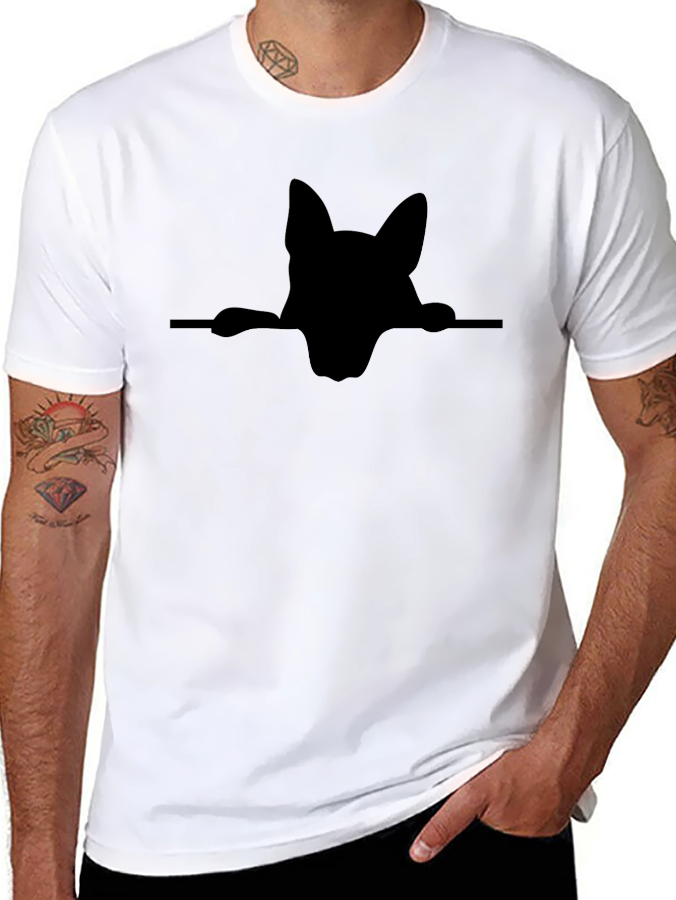 Dog Silhouette T-Shirt - Black