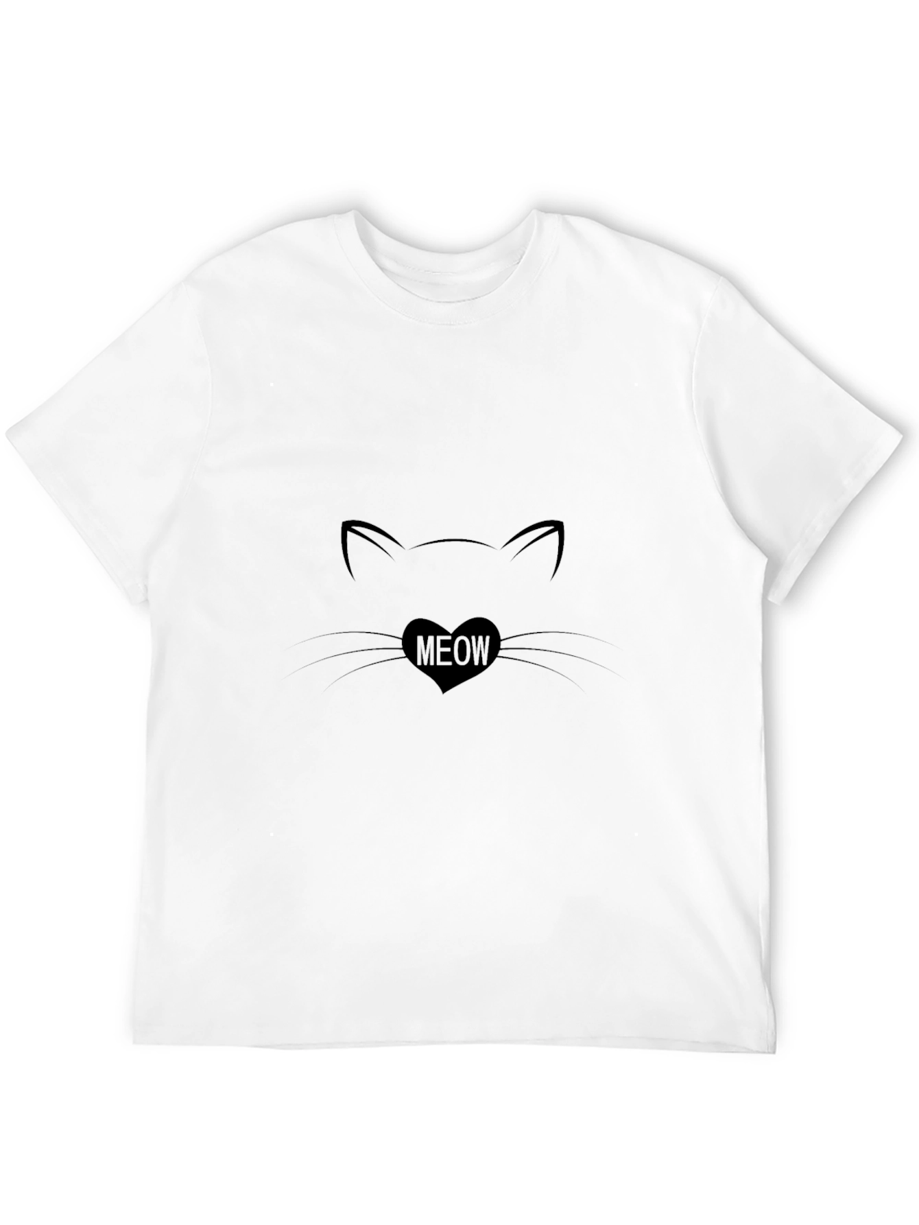 Cat Meow Heart T-Shirt - Black