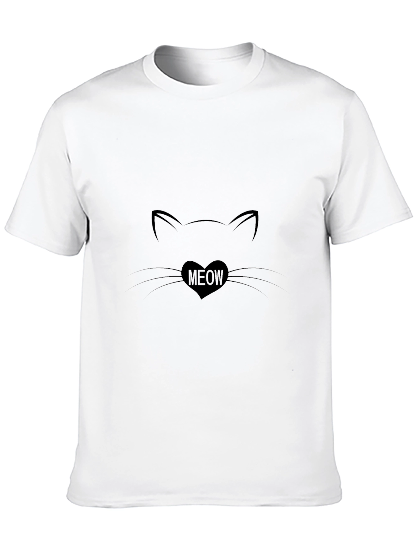 Cat Meow Heart T-Shirt - Black