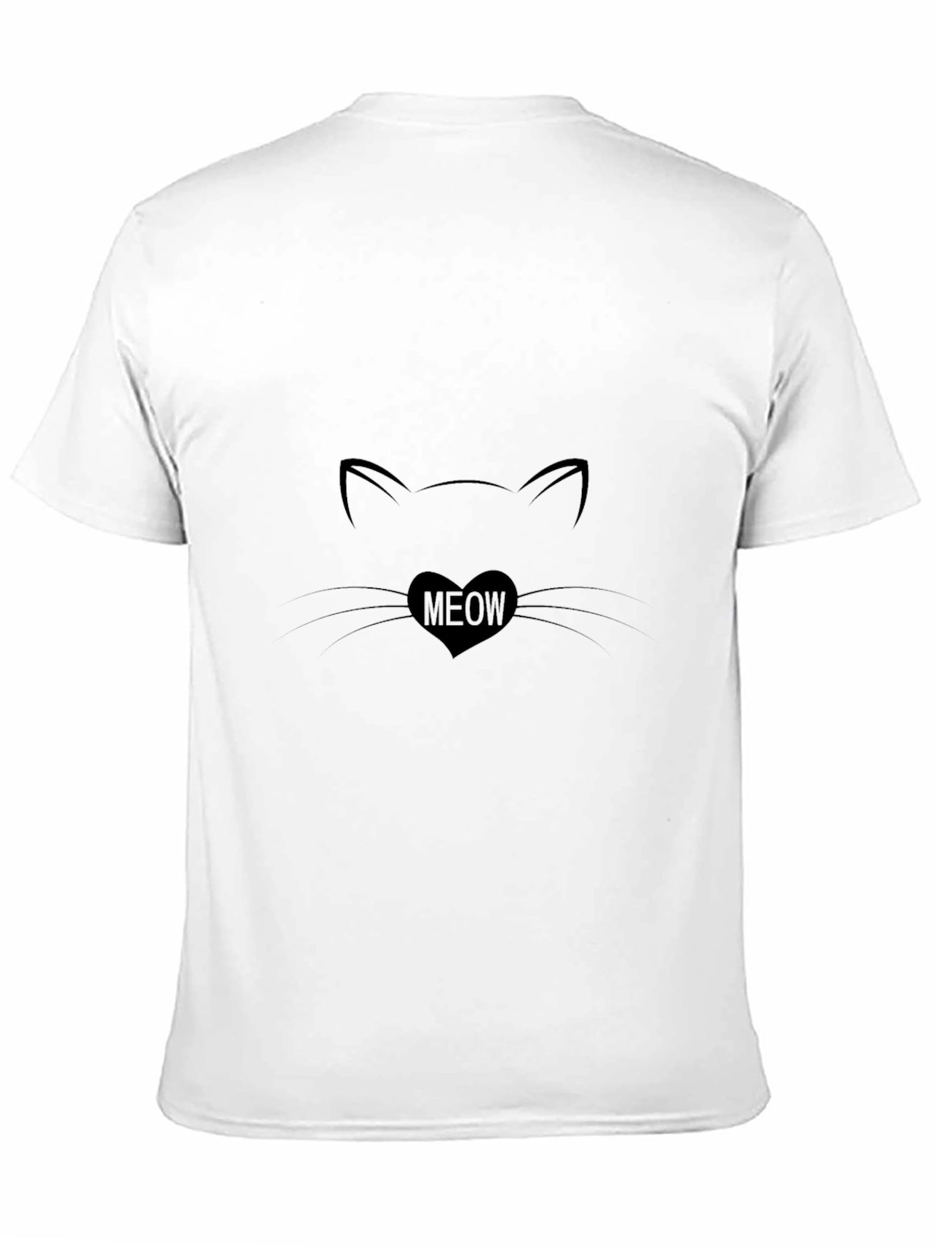 Cat Meow Heart T-Shirt - Black