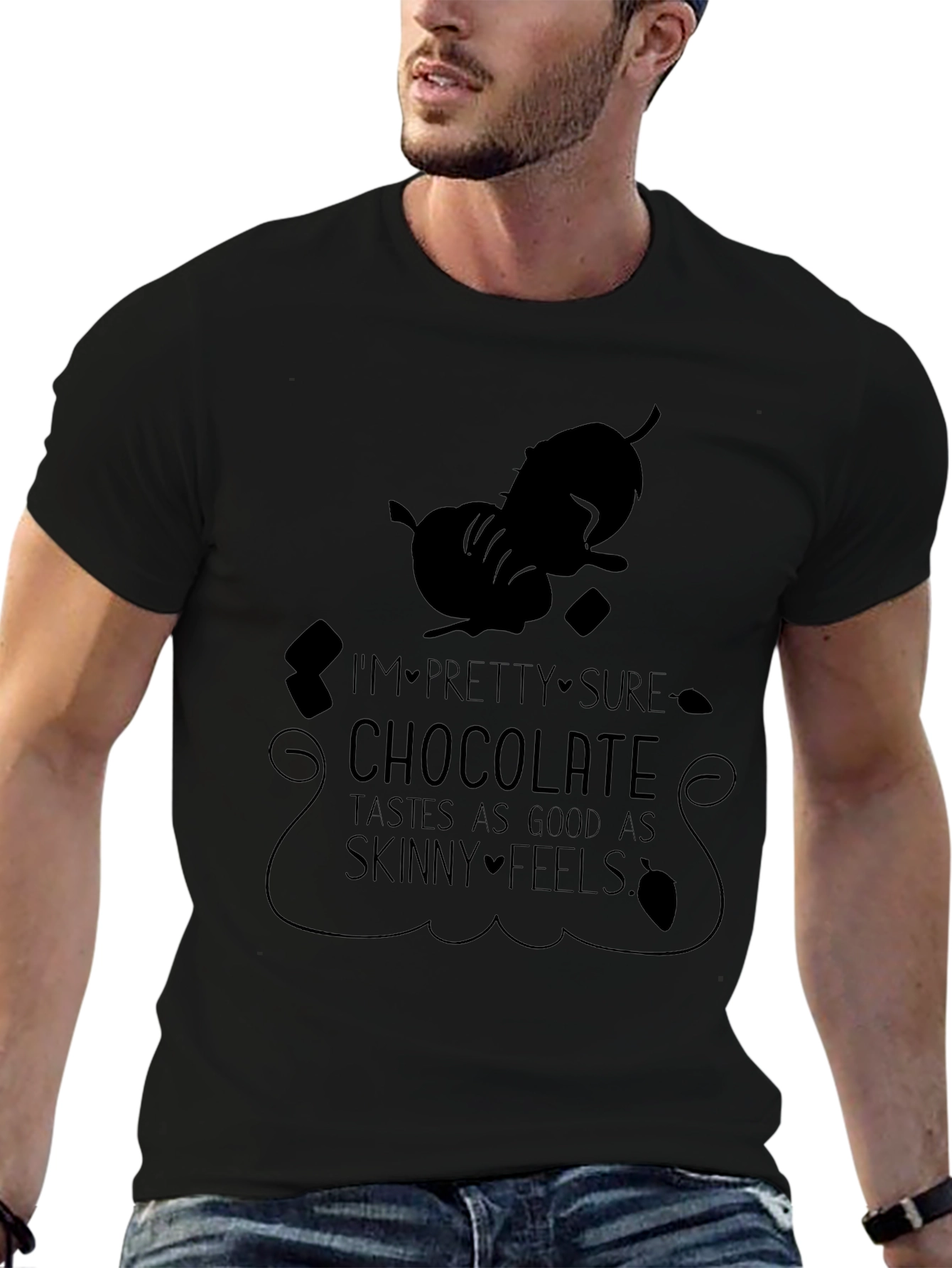 Chocolate Tastes As Good As Skinny Feels Black T-Shirt