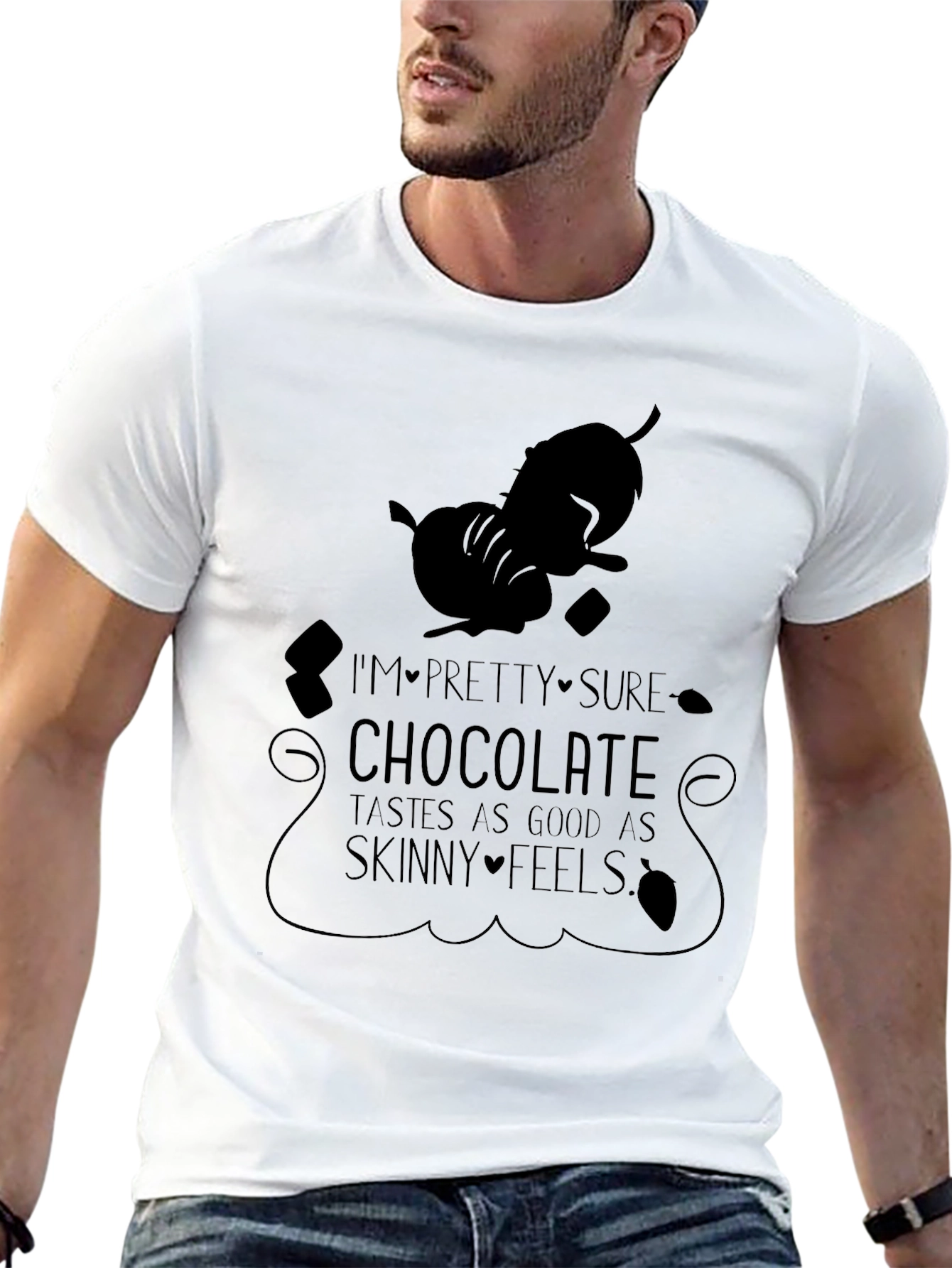 Chocolate Tastes As Good As Skinny Feels Black T-Shirt
