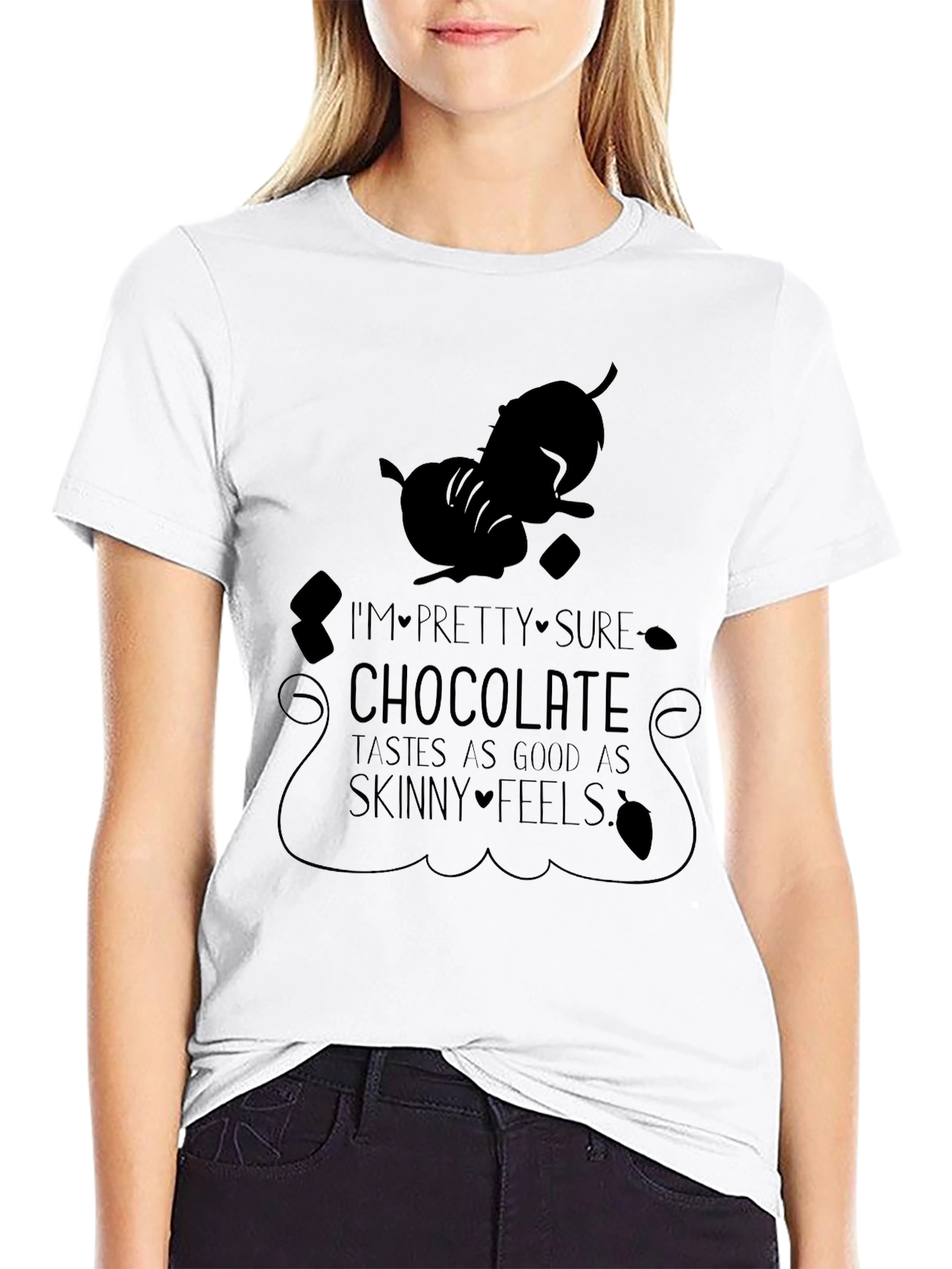 Chocolate Tastes As Good As Skinny Feels Black T-Shirt