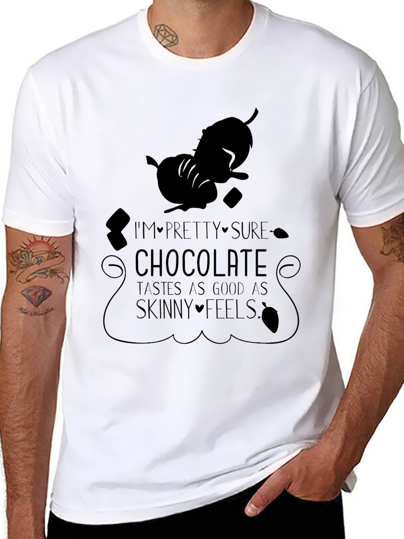 Chocolate Tastes As Good As Skinny Feels Black T-Shirt