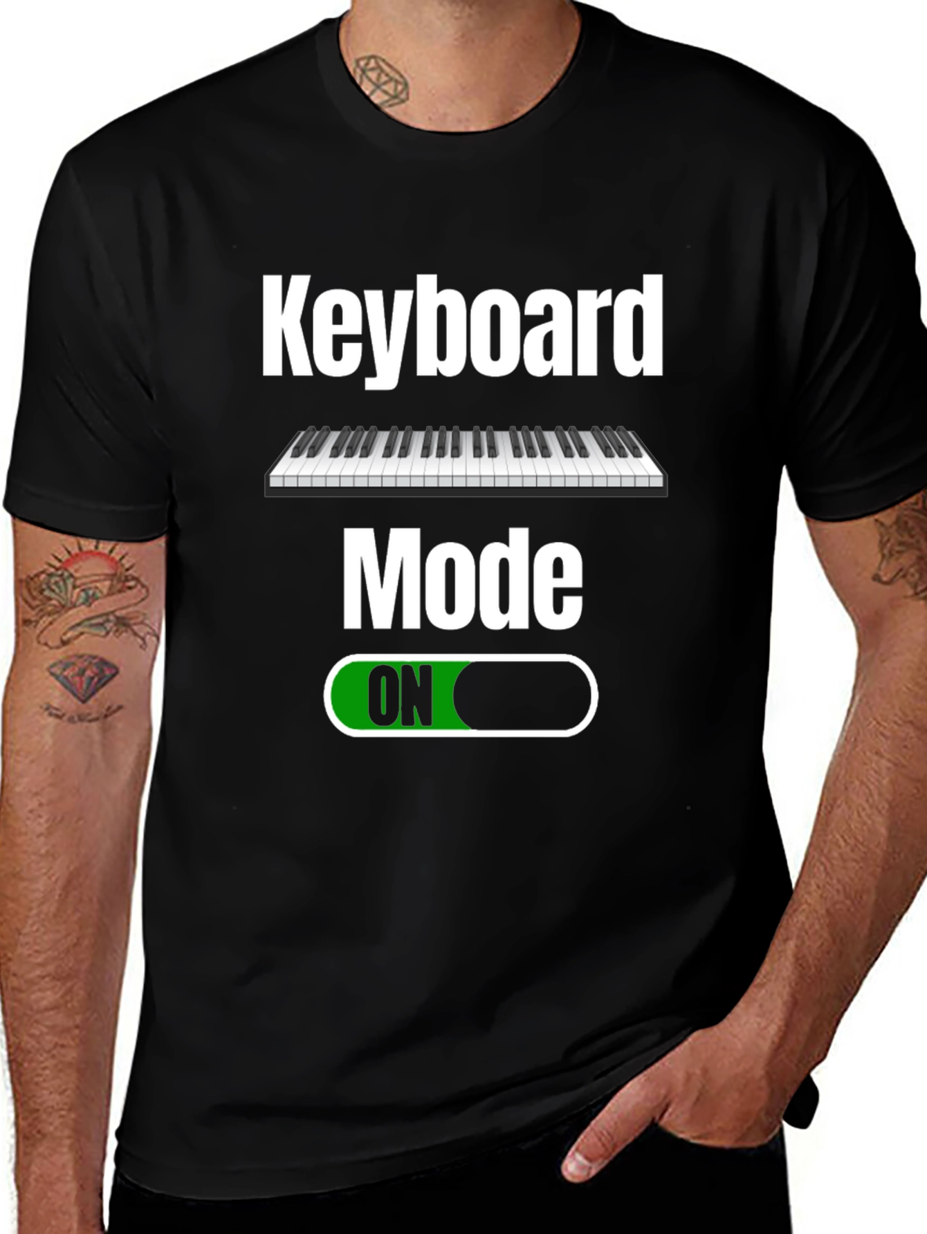Keyboard Mode ON Black T-Shirt - Musician Apparel