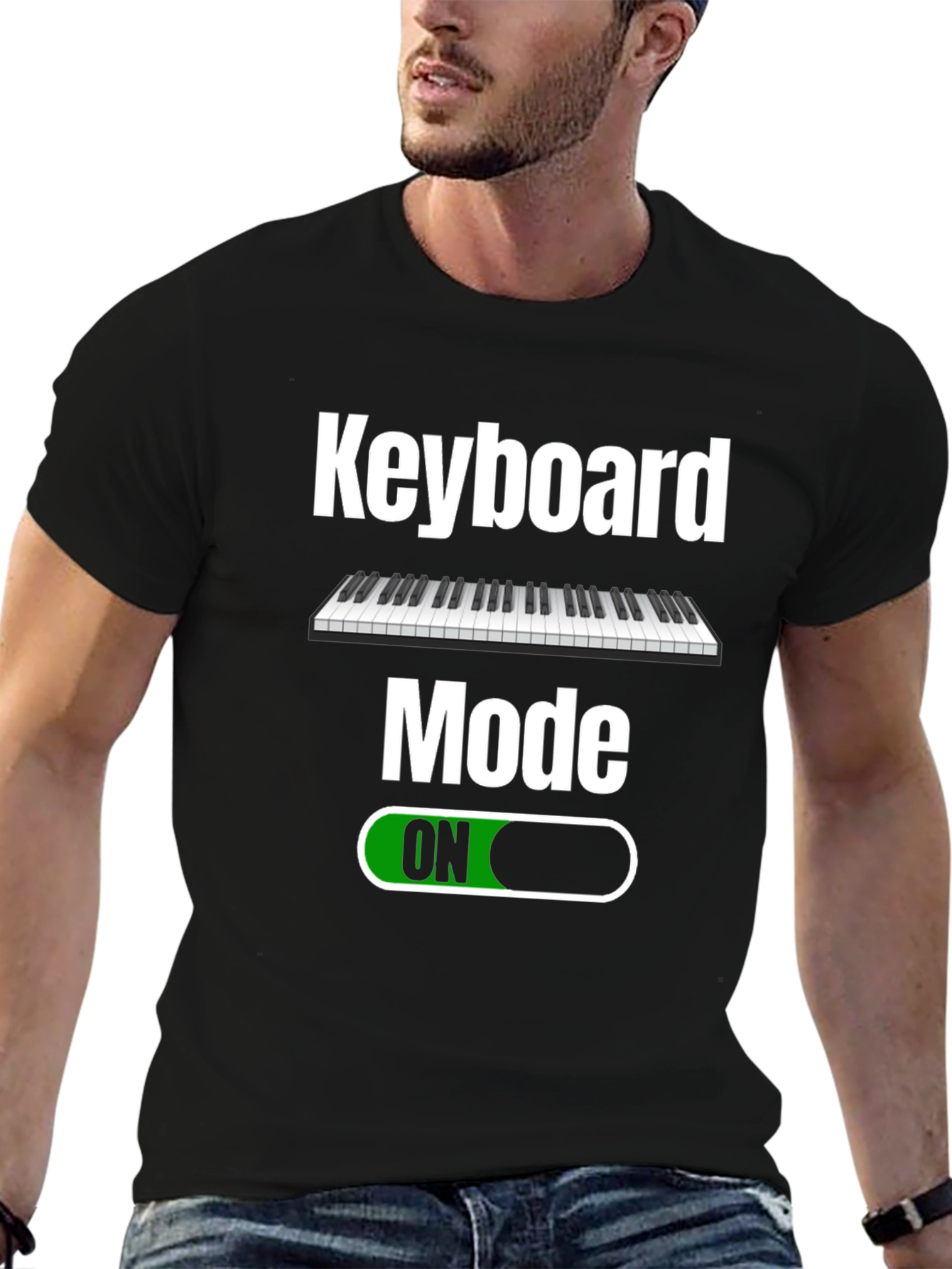 Keyboard Mode ON Black T-Shirt - Musician Apparel