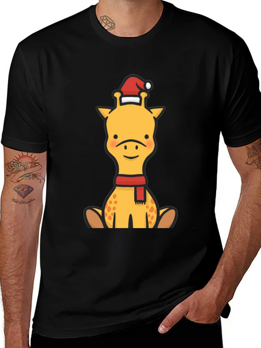 Festive Giraffe Graphic Tee - Holiday Cheer!