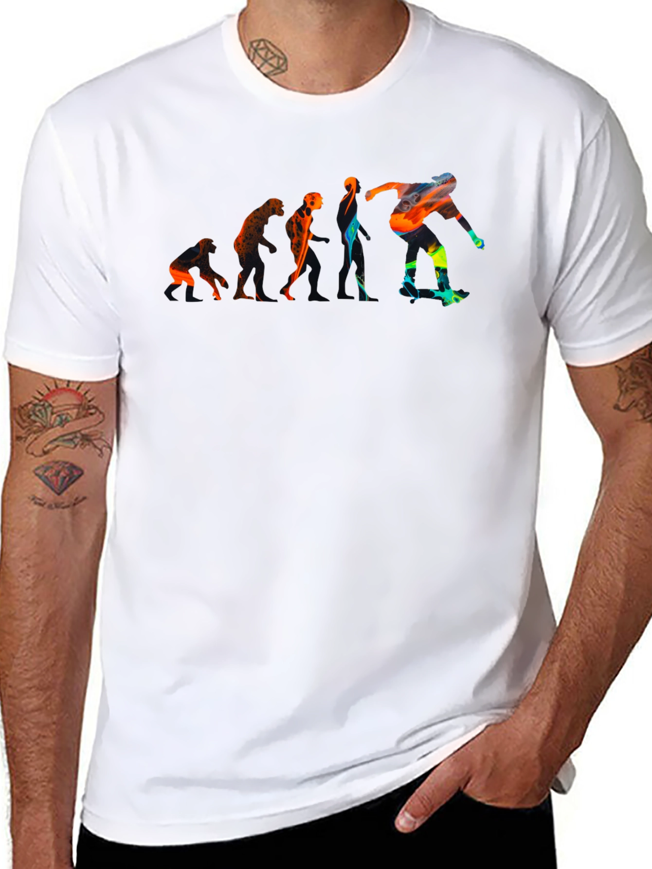 Skater Evolution Graphic Tee - Black Crew Neck T-Shirt