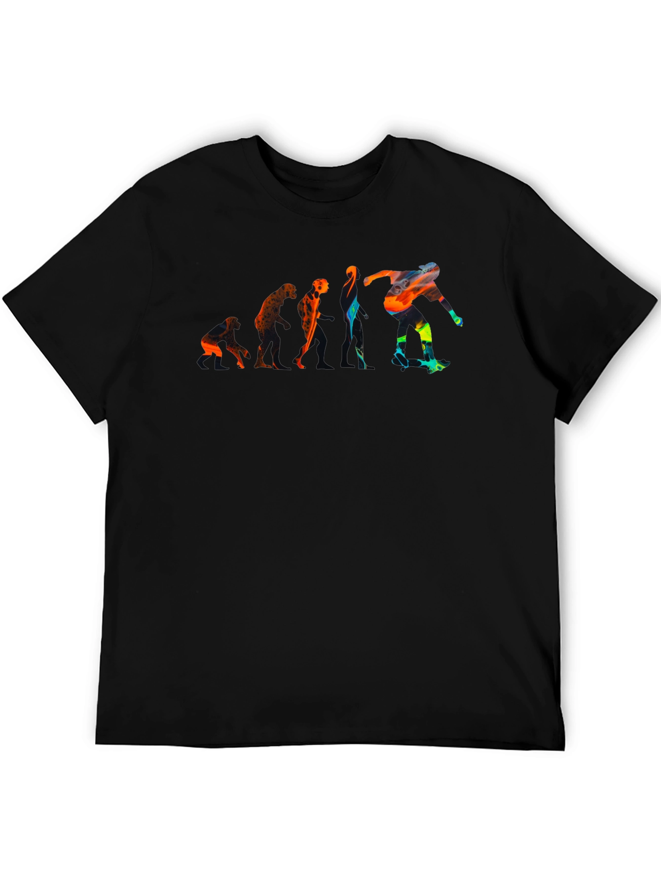 Skater Evolution Graphic Tee - Black Crew Neck T-Shirt