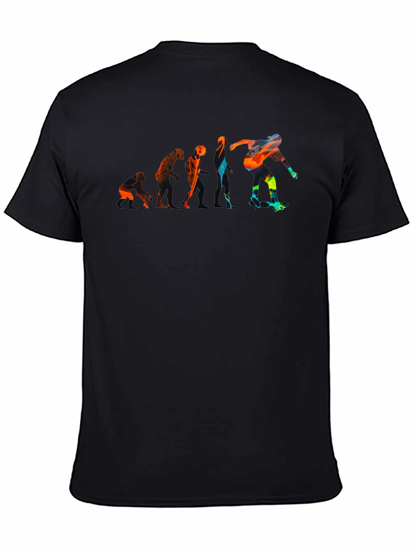 Skater Evolution Graphic Tee - Black Crew Neck T-Shirt