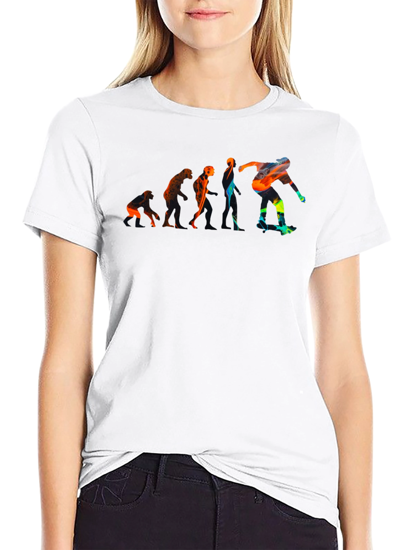 Skater Evolution Graphic Tee - Black Crew Neck T-Shirt