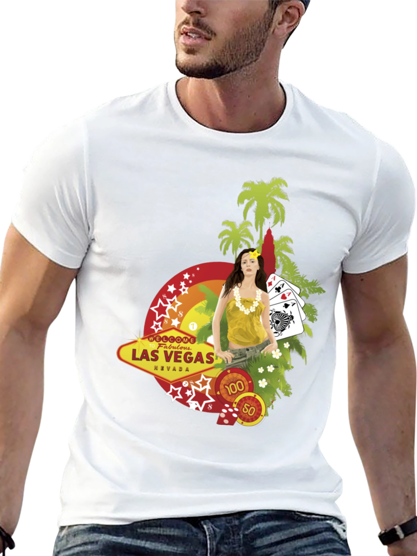 Las Vegas Themed Graphic T-Shirt