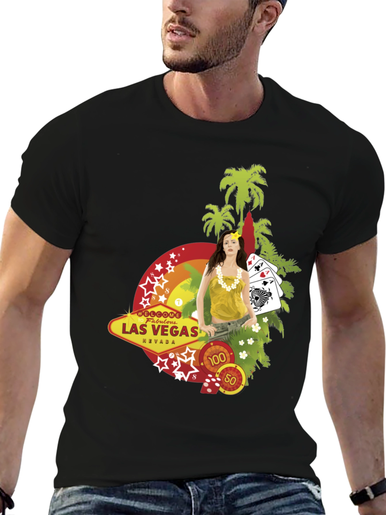 Las Vegas Themed Graphic T-Shirt