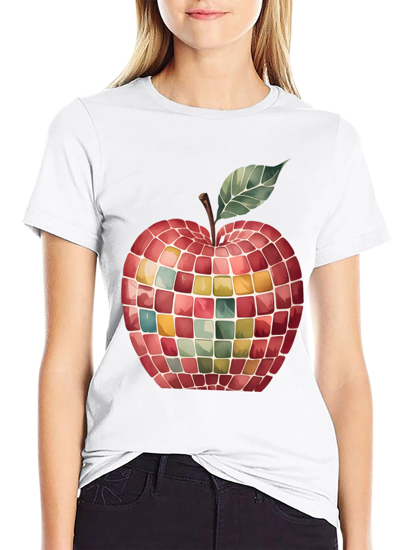 Mosaic Apple Graphic Tee - Unique Design