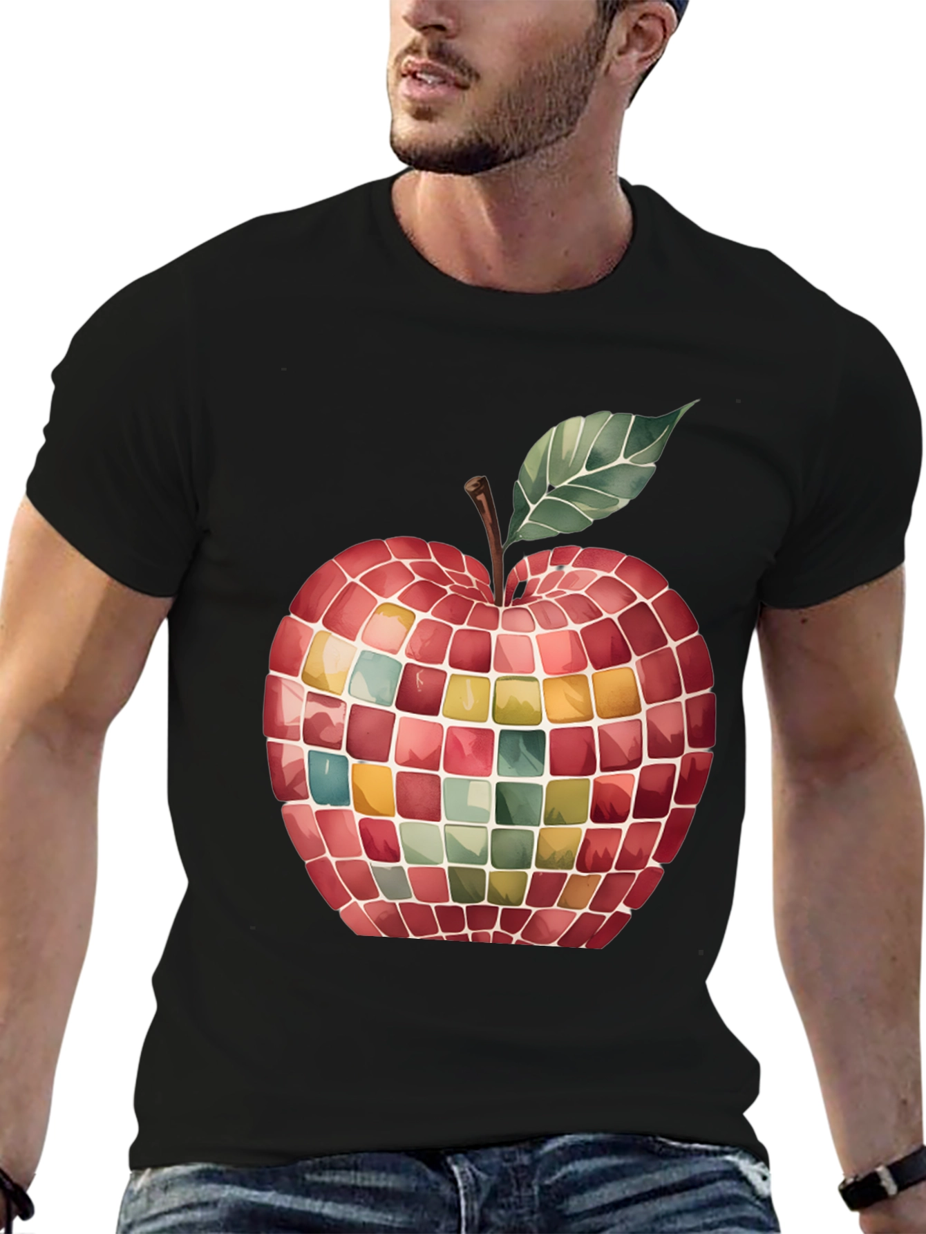 Mosaic Apple Graphic Tee - Unique Design