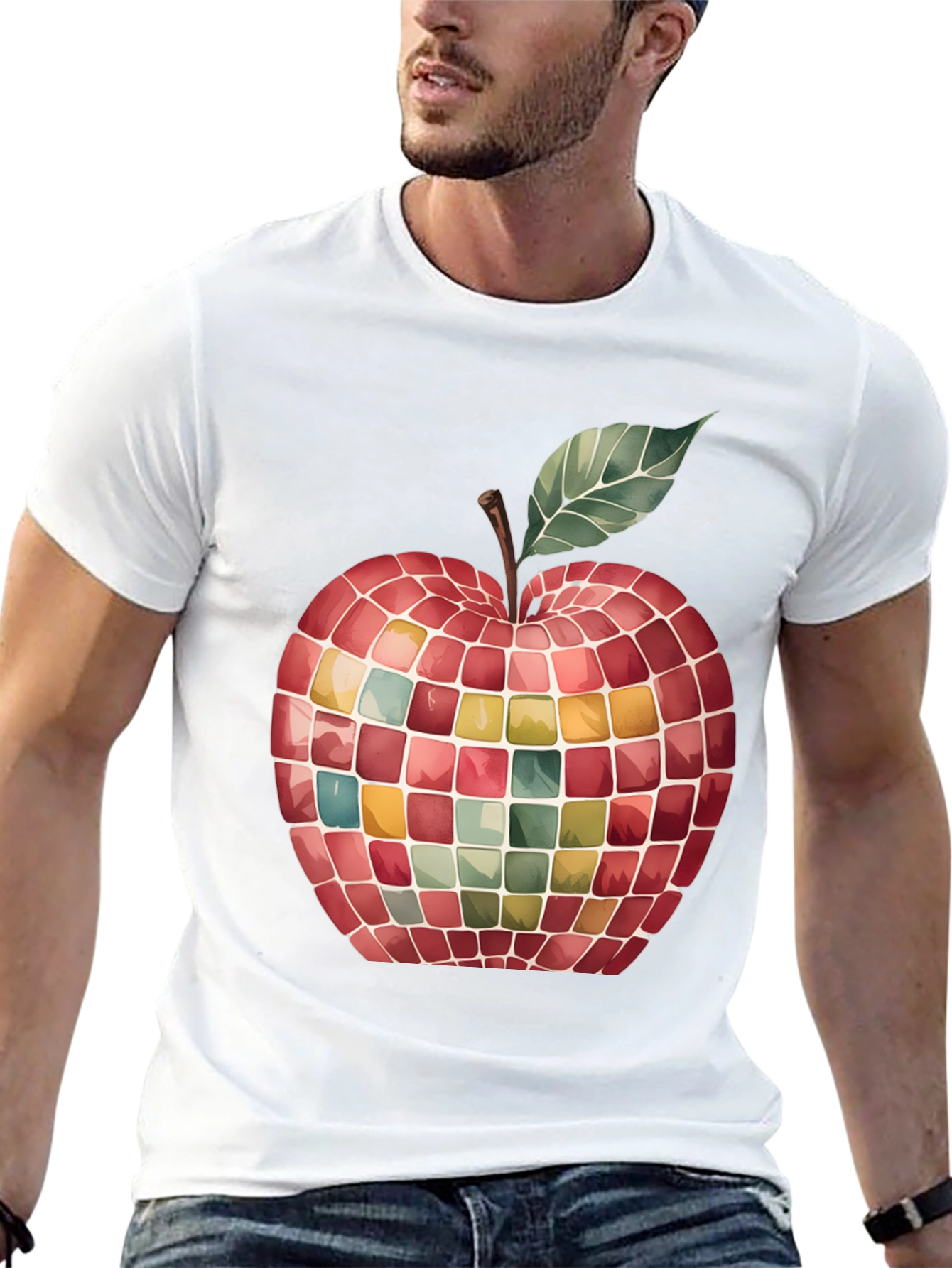 Mosaic Apple Graphic Tee - Unique Design