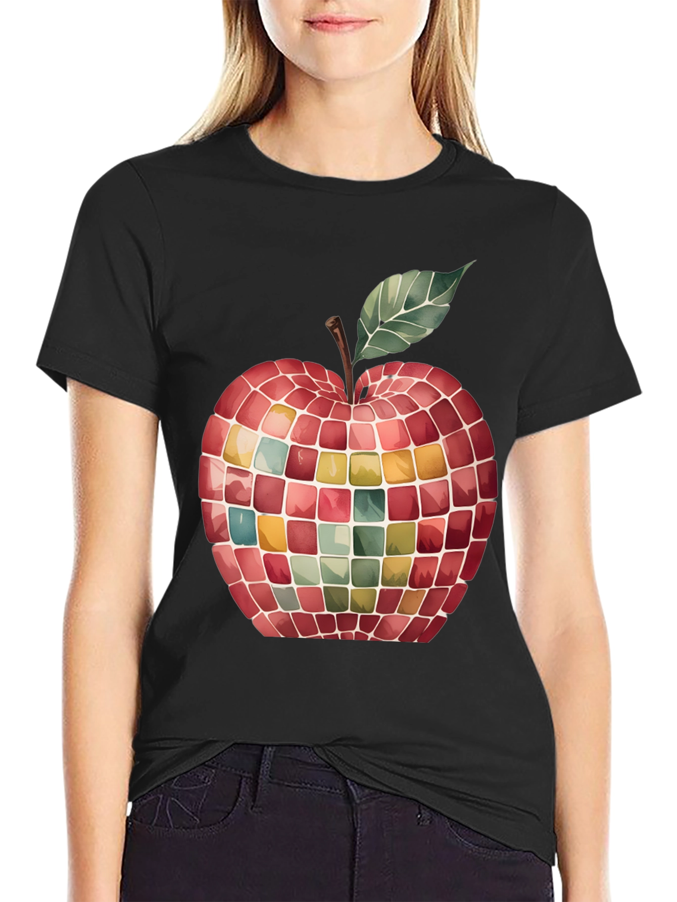 Mosaic Apple Graphic Tee - Unique Design