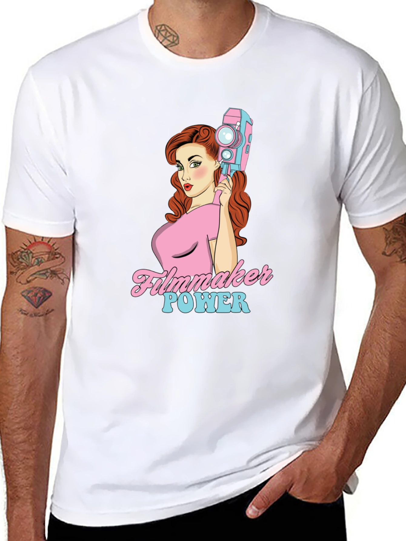 Filmmaker Power Graphic Tee - Retro Camera T-Shirt
