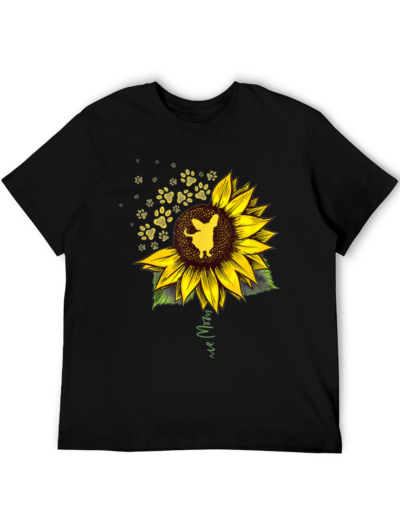 Dog Mom Sunflower Graphic Tee - Black