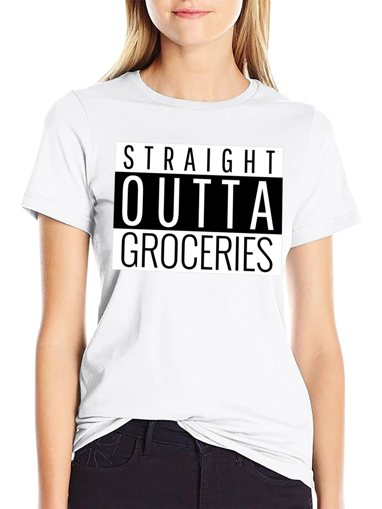 Straight Outta Groceries - Novelty Graphic T-Shirt