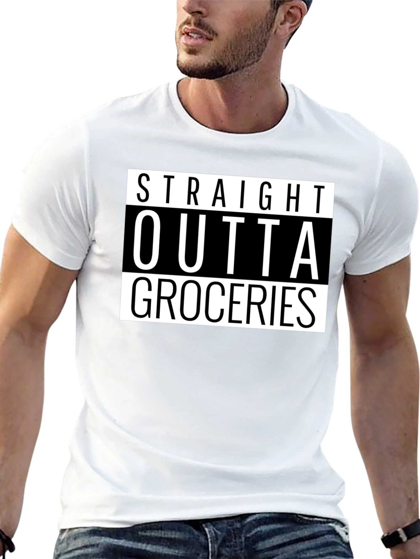 Straight Outta Groceries - Novelty Graphic T-Shirt