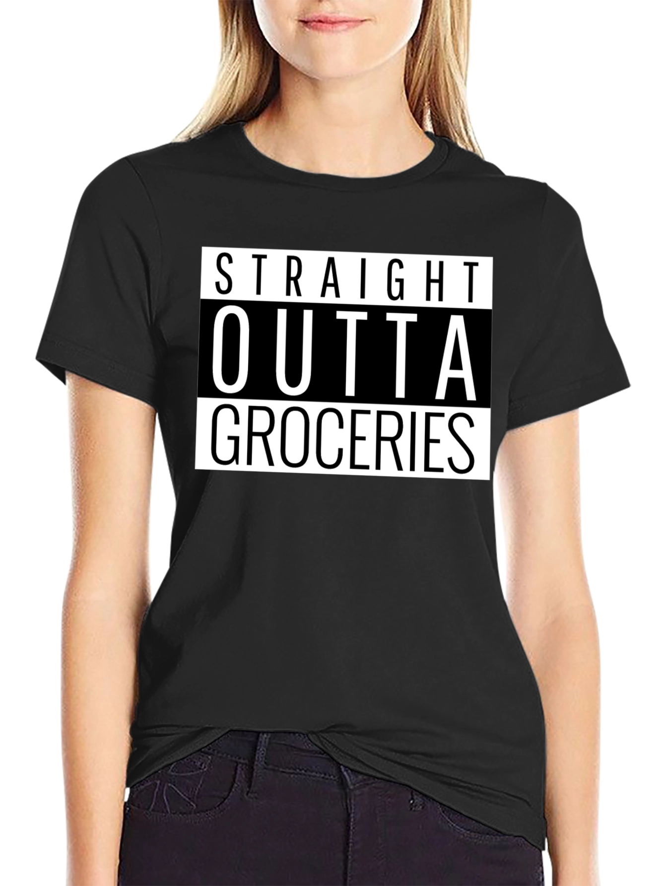 Straight Outta Groceries - Novelty Graphic T-Shirt