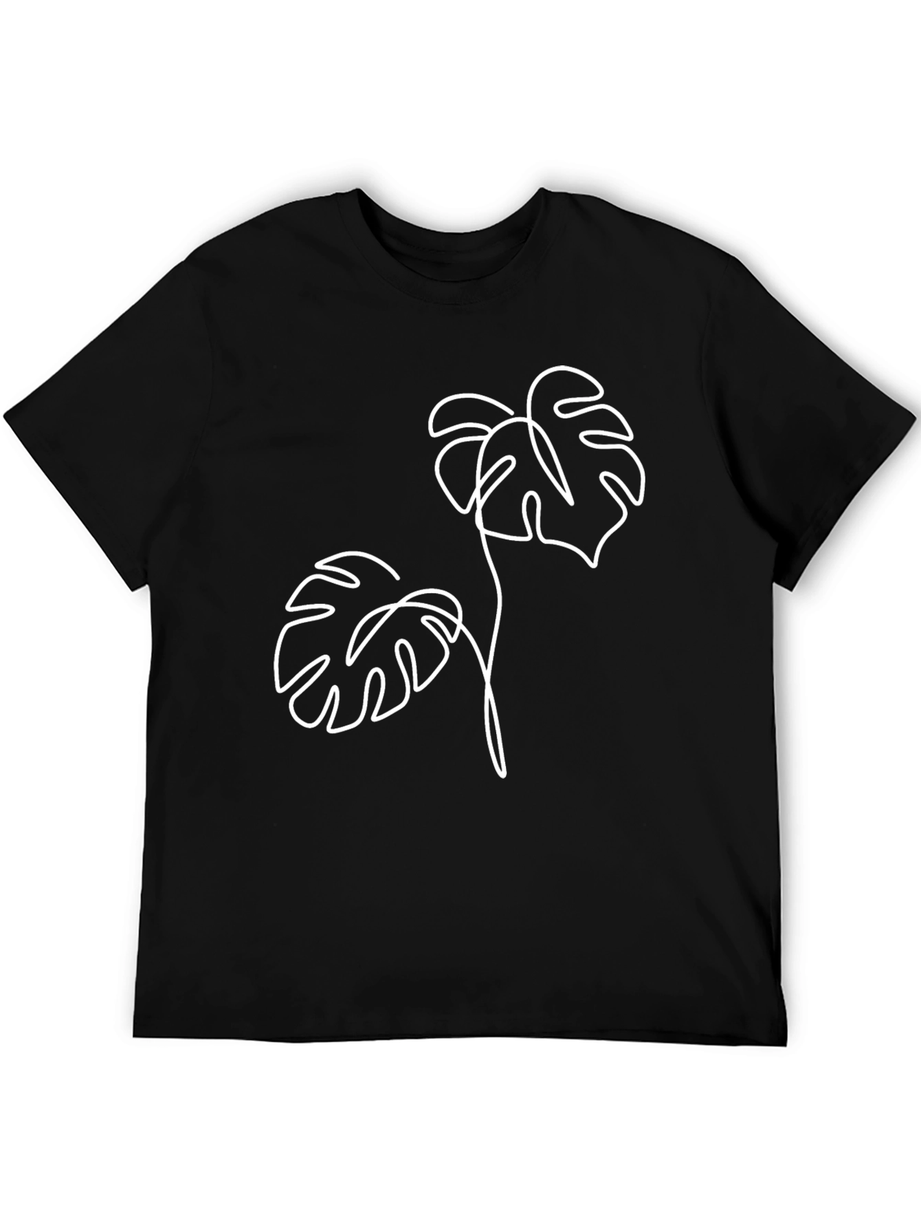 Minimalist Monstera Leaf T-Shirt - Black