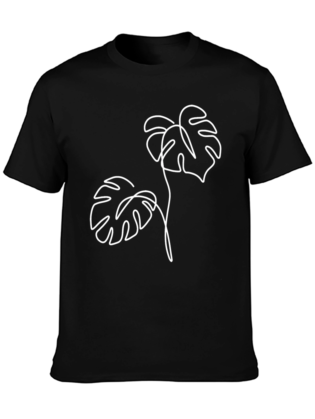 Minimalist Monstera Leaf T-Shirt - Black
