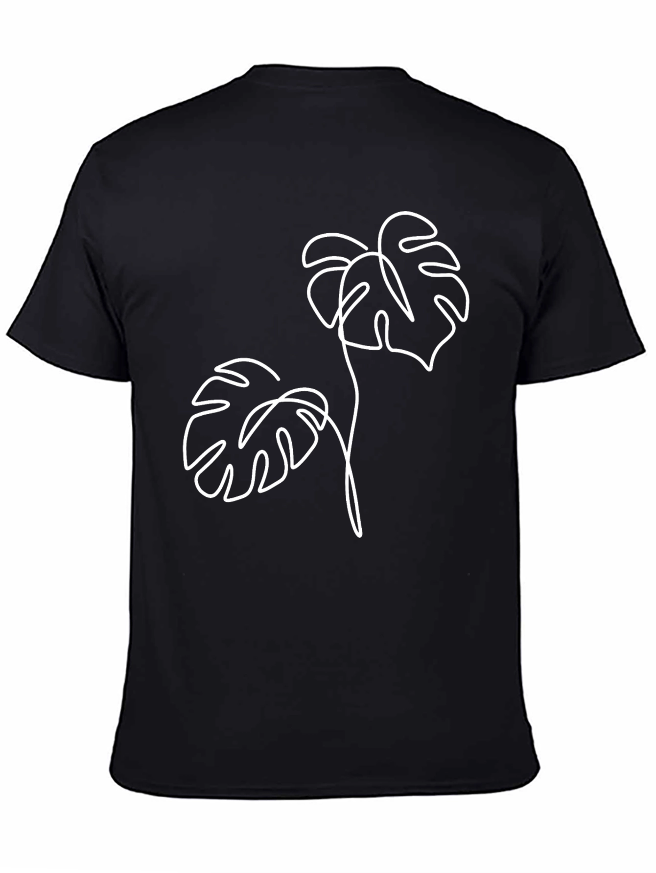 Minimalist Monstera Leaf T-Shirt - Black