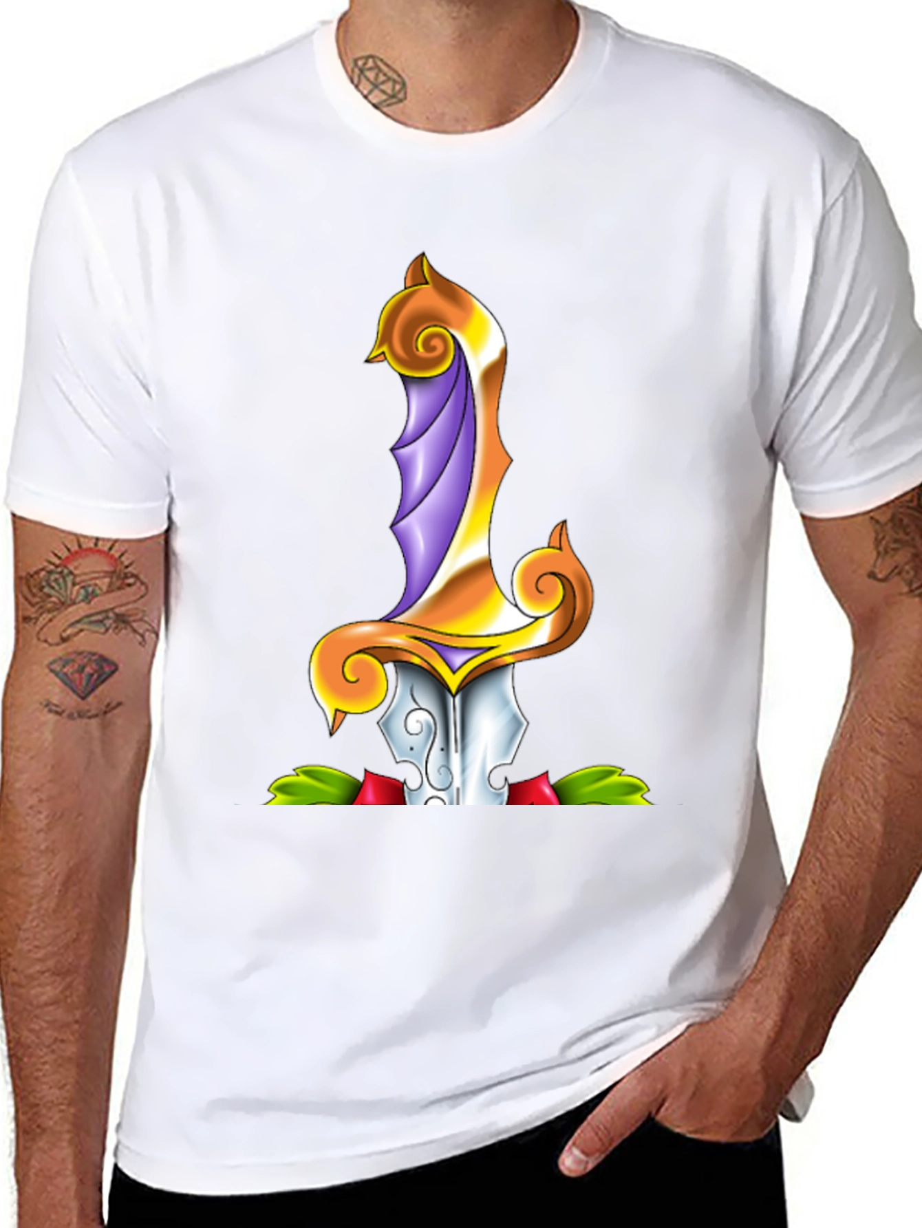 Dagger Graphic Print Black T-Shirt