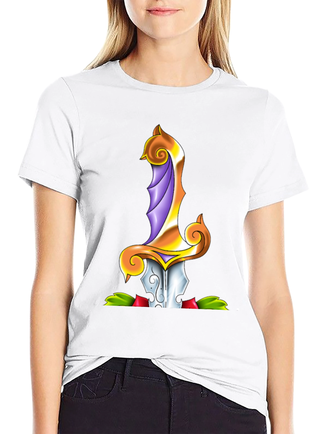 Dagger Graphic Print Black T-Shirt