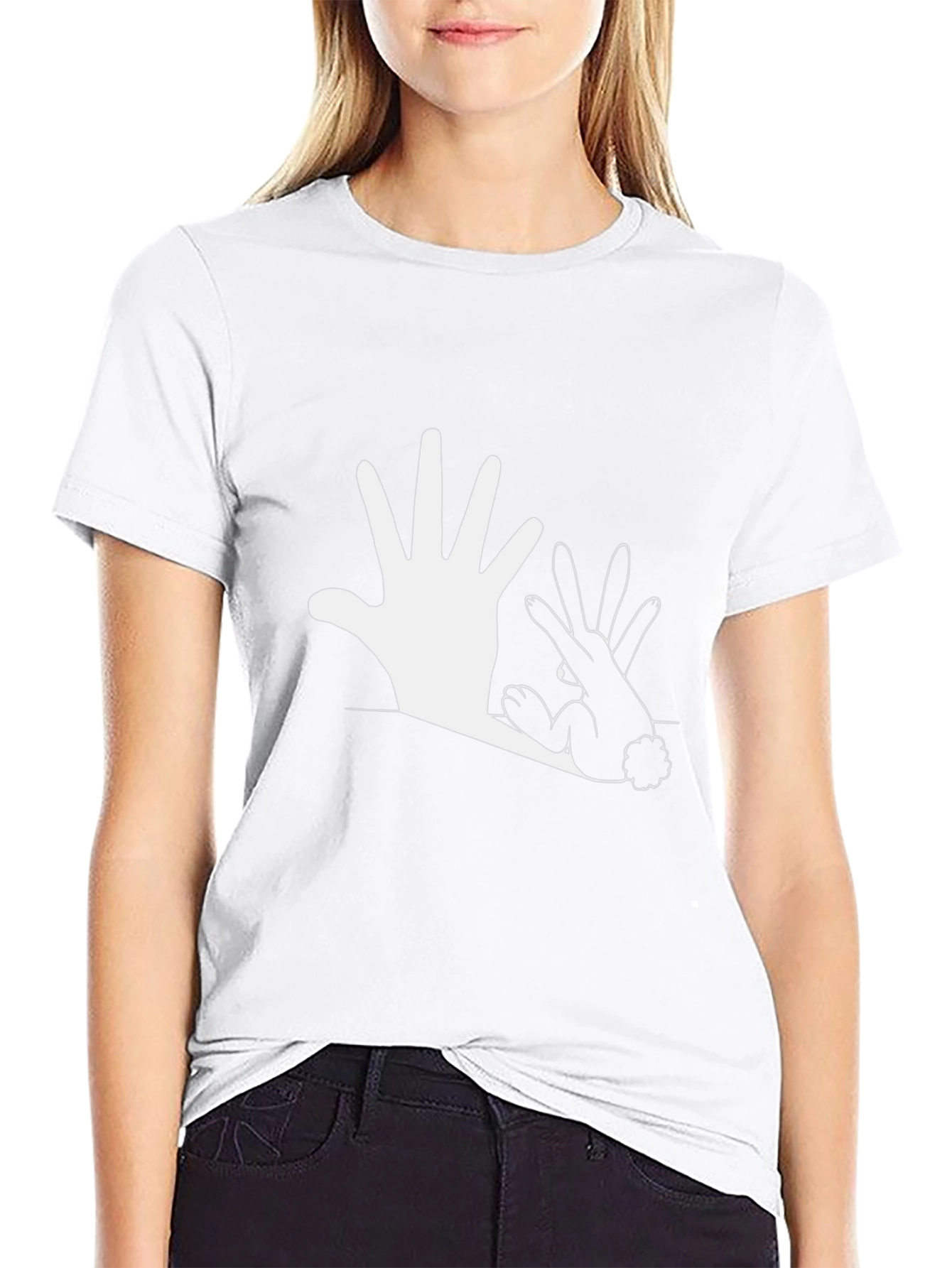 Hand Shadow Bunny Graphic Tee - Black