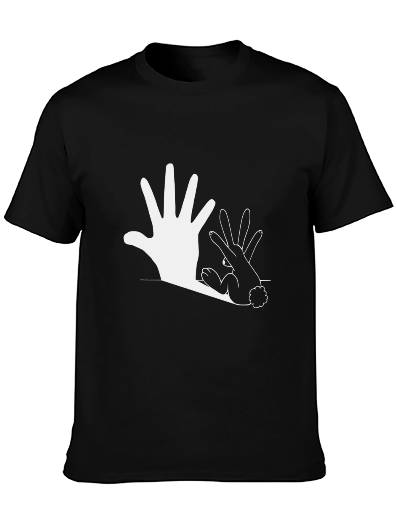 Hand Shadow Bunny Graphic Tee - Black