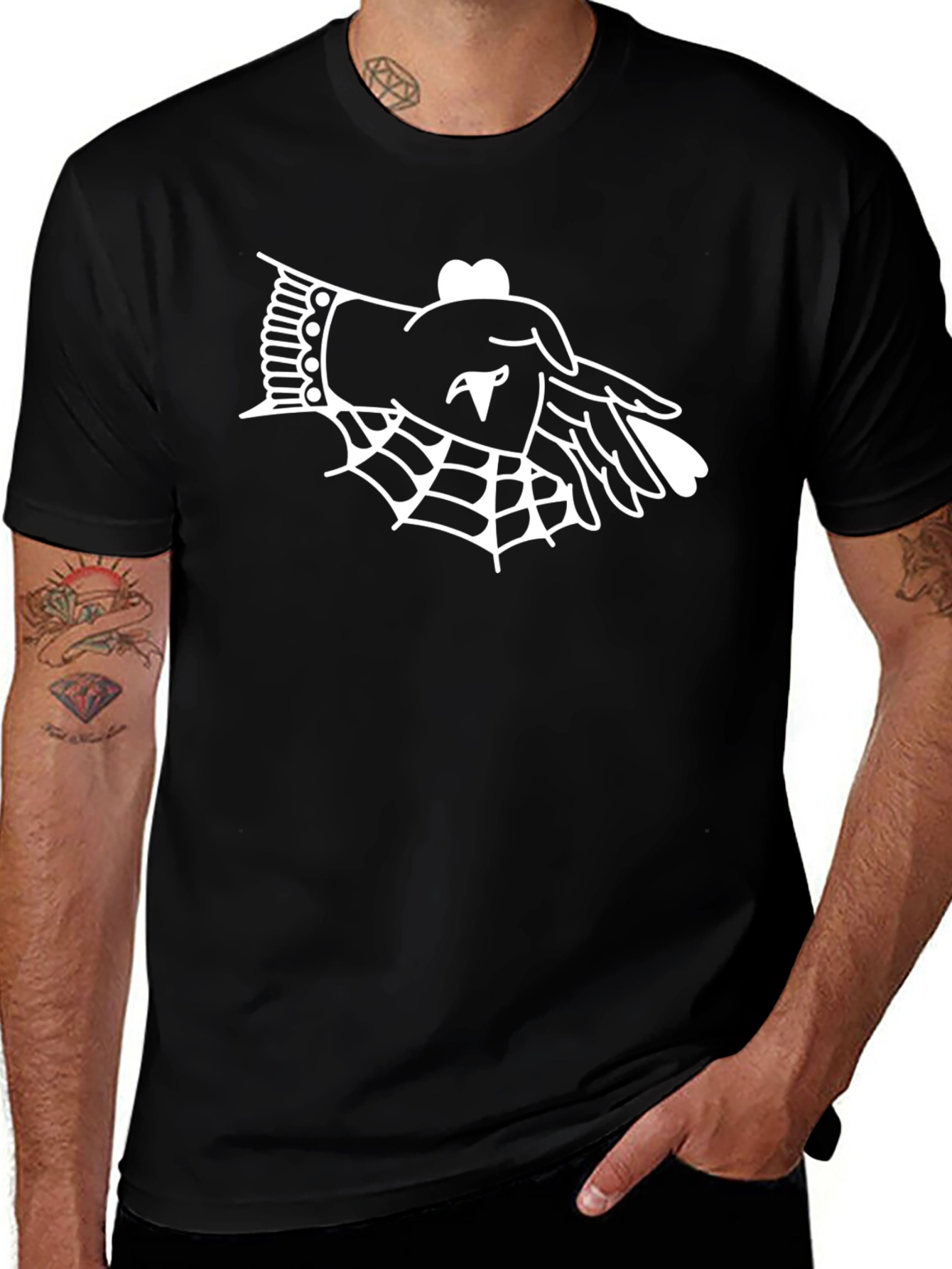 Graphic Tee: Hand & Spider Web - Black T-Shirt