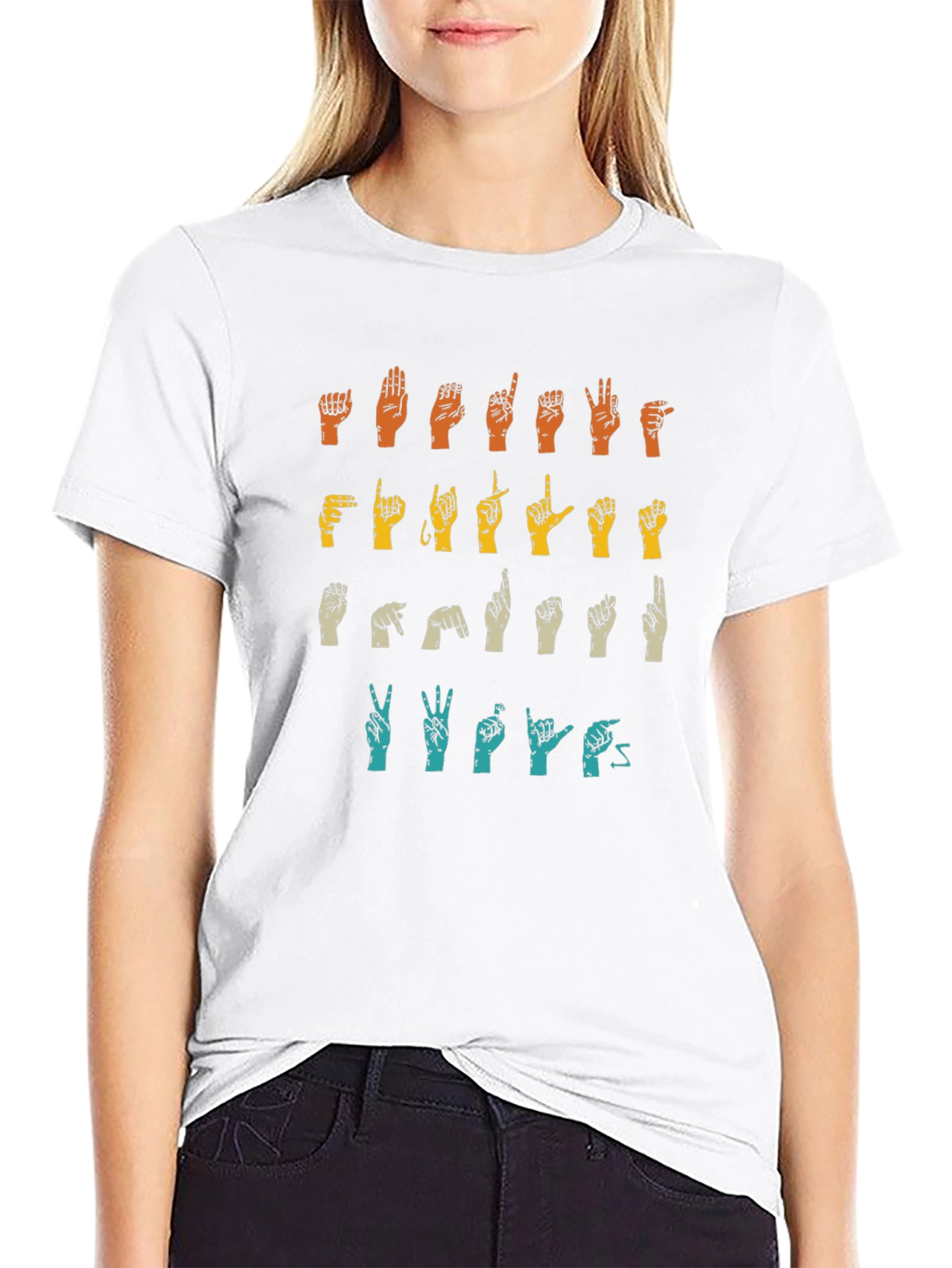 ASL Alphabet T-Shirt - Black Graphic Tee