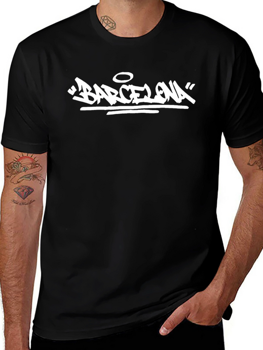 Barcelona Graphic Tee - Black Cotton T-Shirt