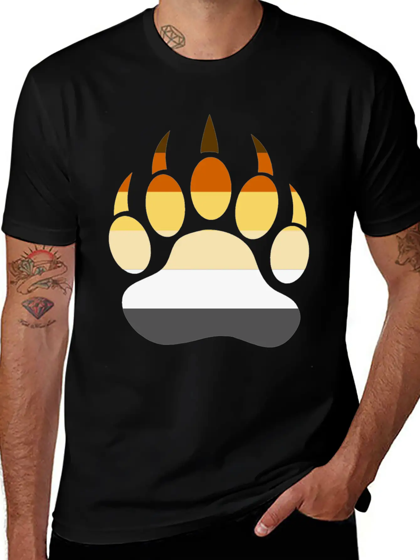 Gay Bear LGBT Bear Shirt, Bear Paw Rainbow Flag Unisex Casual T-Shirt – Clean Design For Daily Comfort