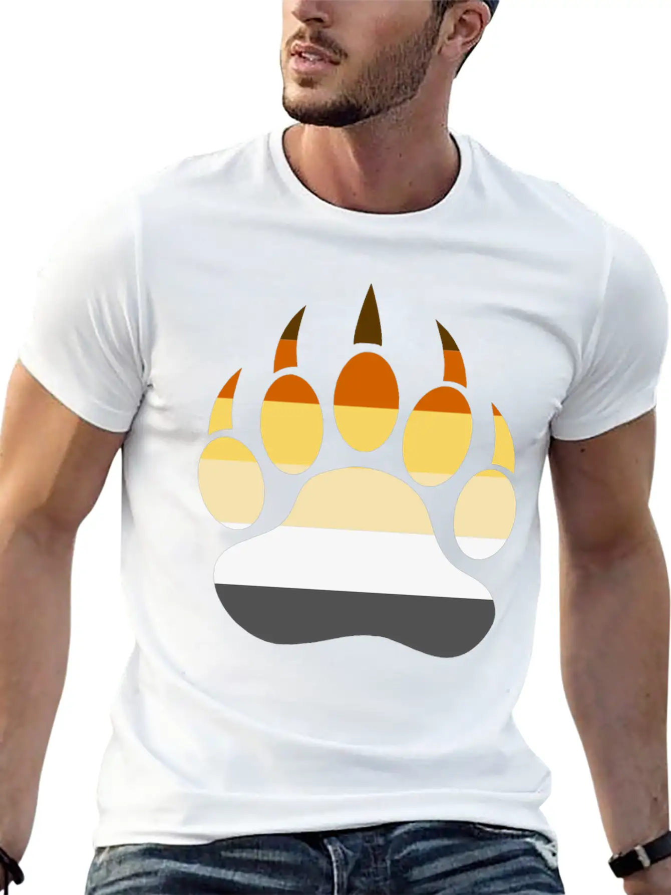 Gay Bear LGBT Bear Shirt, Bear Paw Rainbow Flag Unisex Casual T-Shirt – Clean Design For Daily Comfort