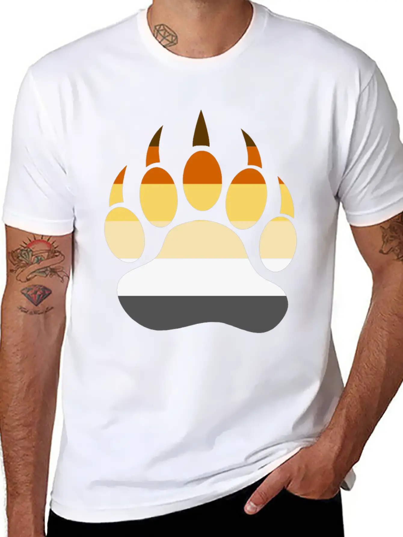 Gay Bear LGBT Bear Shirt, Bear Paw Rainbow Flag Unisex Casual T-Shirt – Clean Design For Daily Comfort