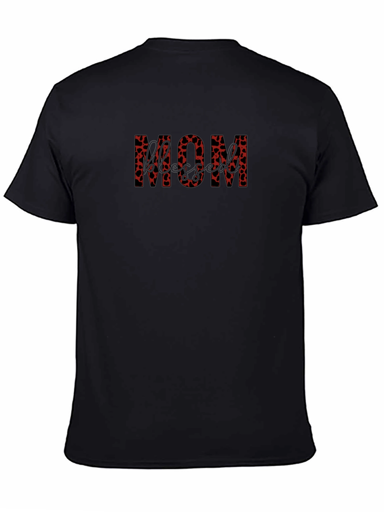 Stylish MOM Heart Print Black T-Shirt